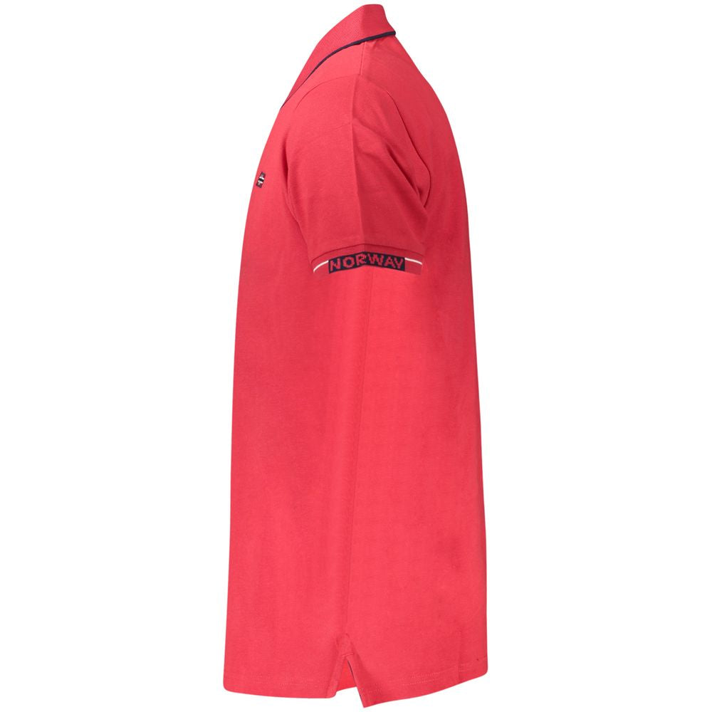 Norway 1963 Rdeča bombažna moška polo majica
