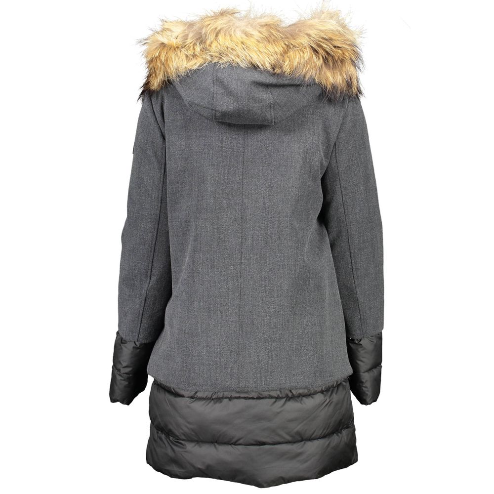 Yes Zee Gray Polyester Jackets & Coat