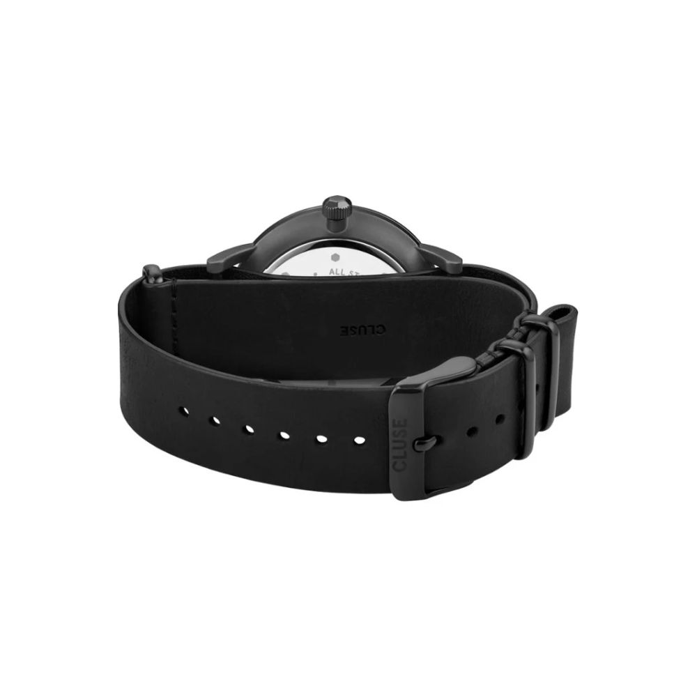 Črna usnjena ura Cluse