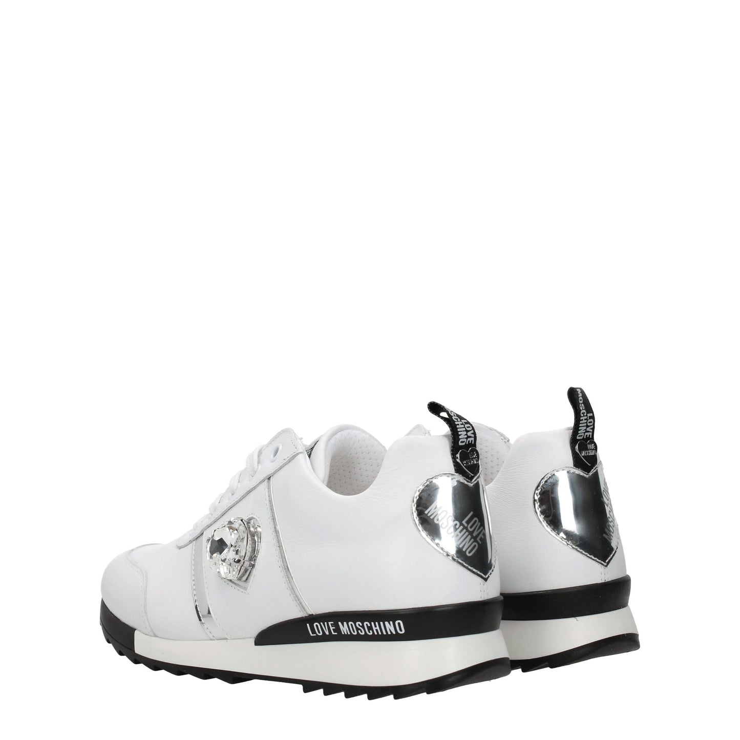 Love Moschino White Leather Low Tops