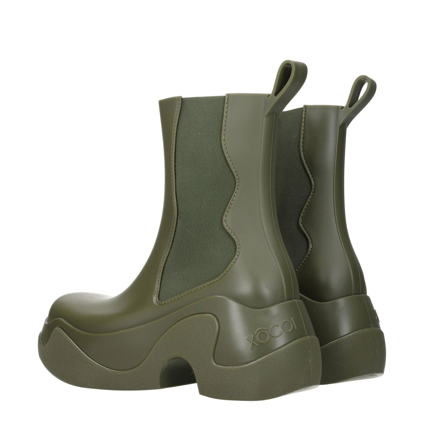XOCOI Green Pvc Ankle Boots