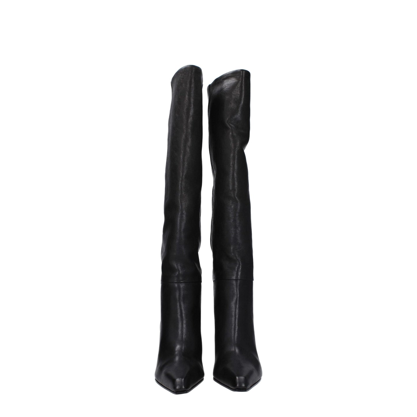 Paris Texas Black Leather High Heel Boots