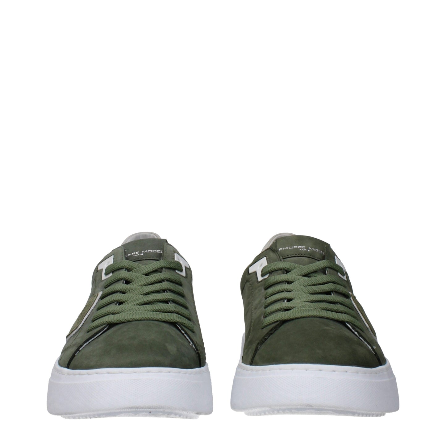 Philippe Model Green Leather Sneakers