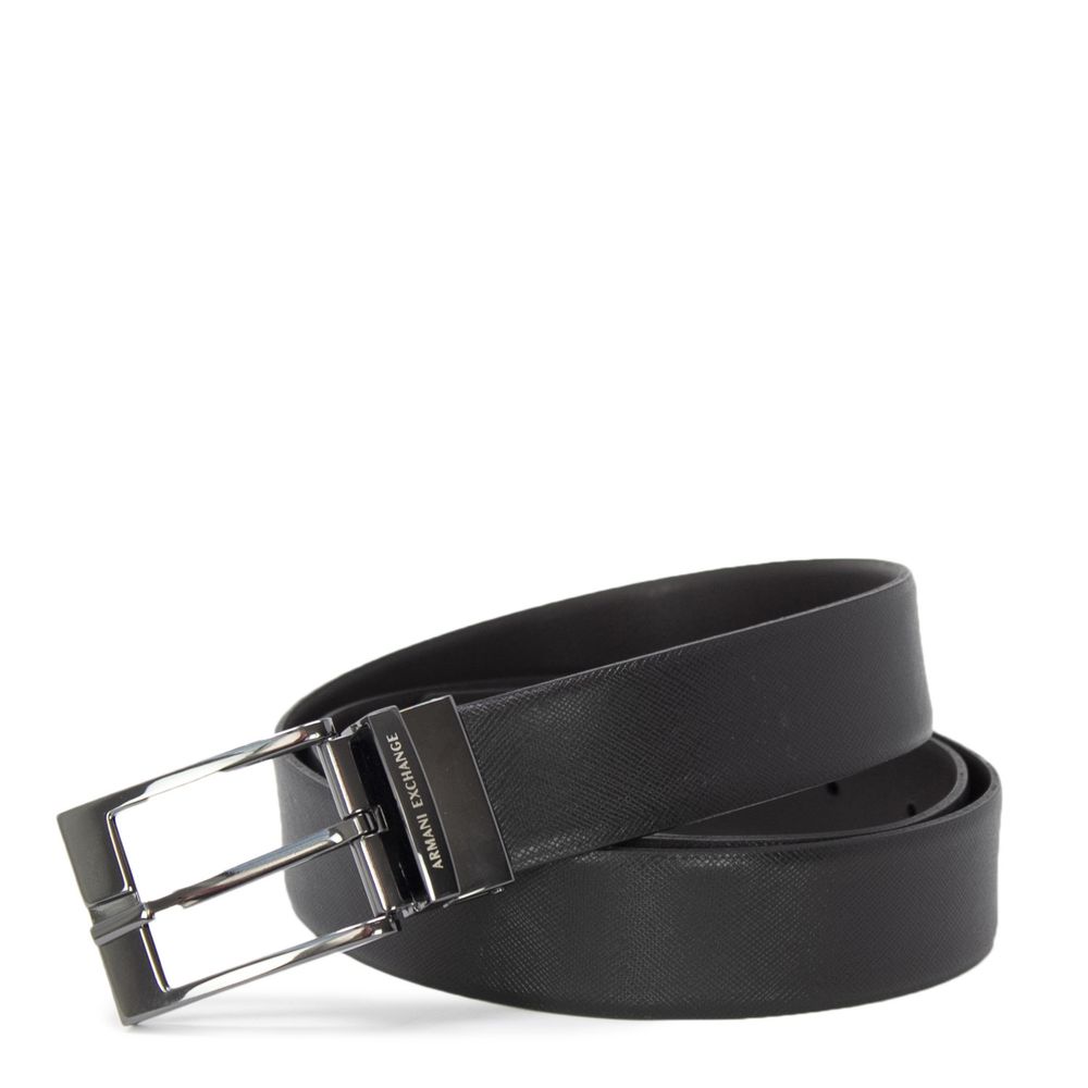 Armani Exchange Črni usnjeni pas