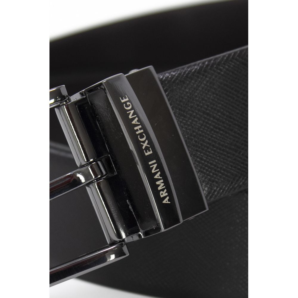 Armani Exchange Črni usnjeni pas