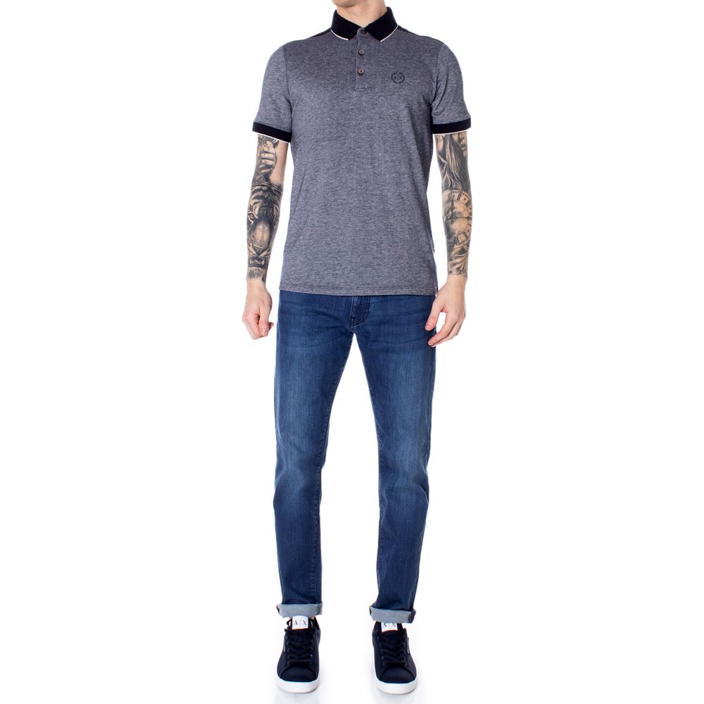 Armani Exchange Modra bombažna polo majica