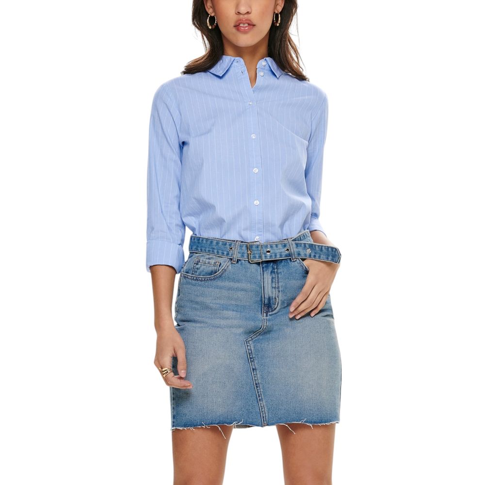 Jacqueline De Yong Blue Cotton Shirt