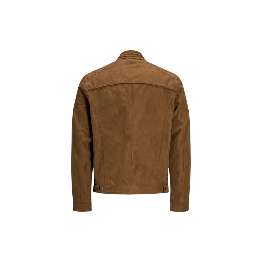 Jack Jones Beige Artificial Leather Jackets & Coat