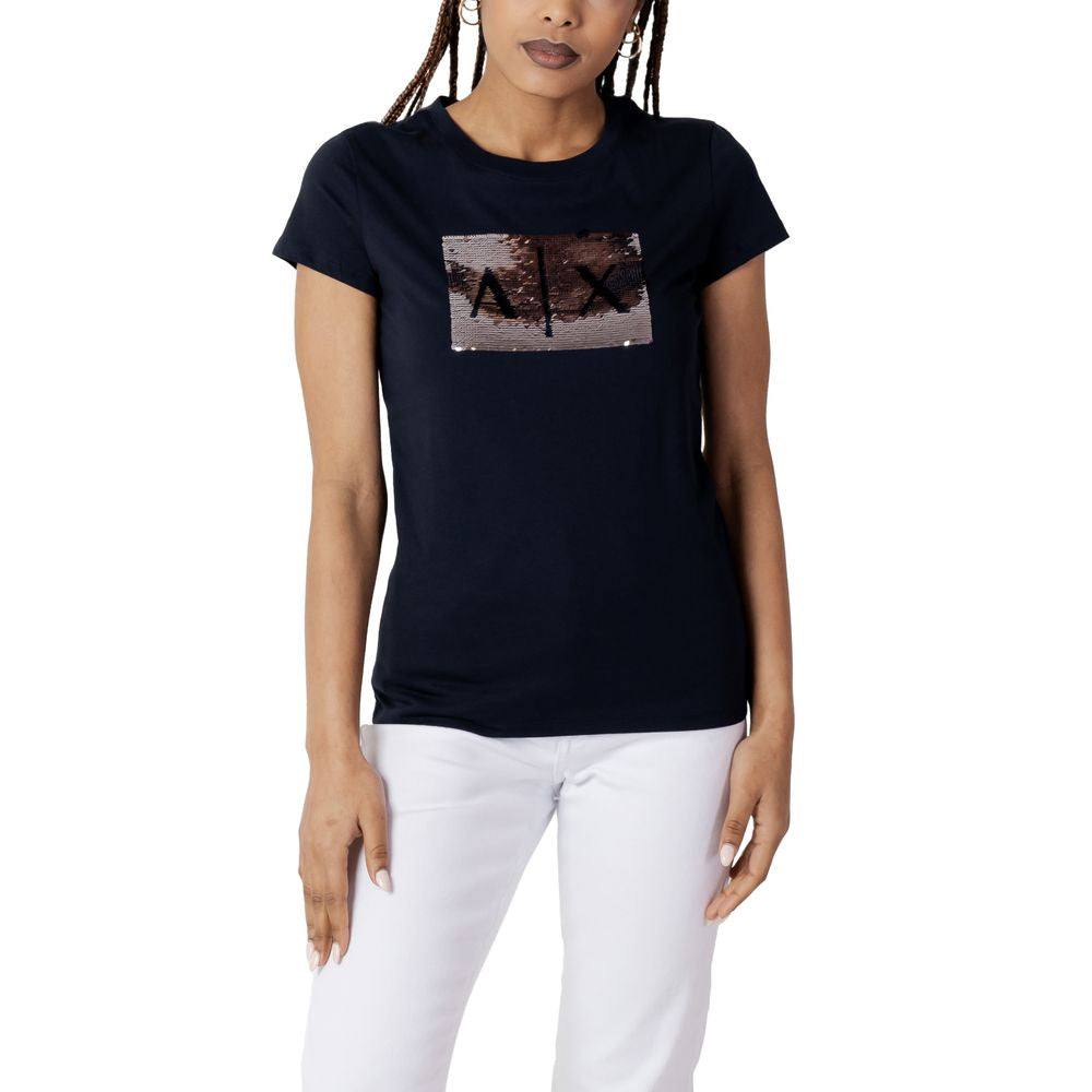 Armani Exchange Modra bombažna majica