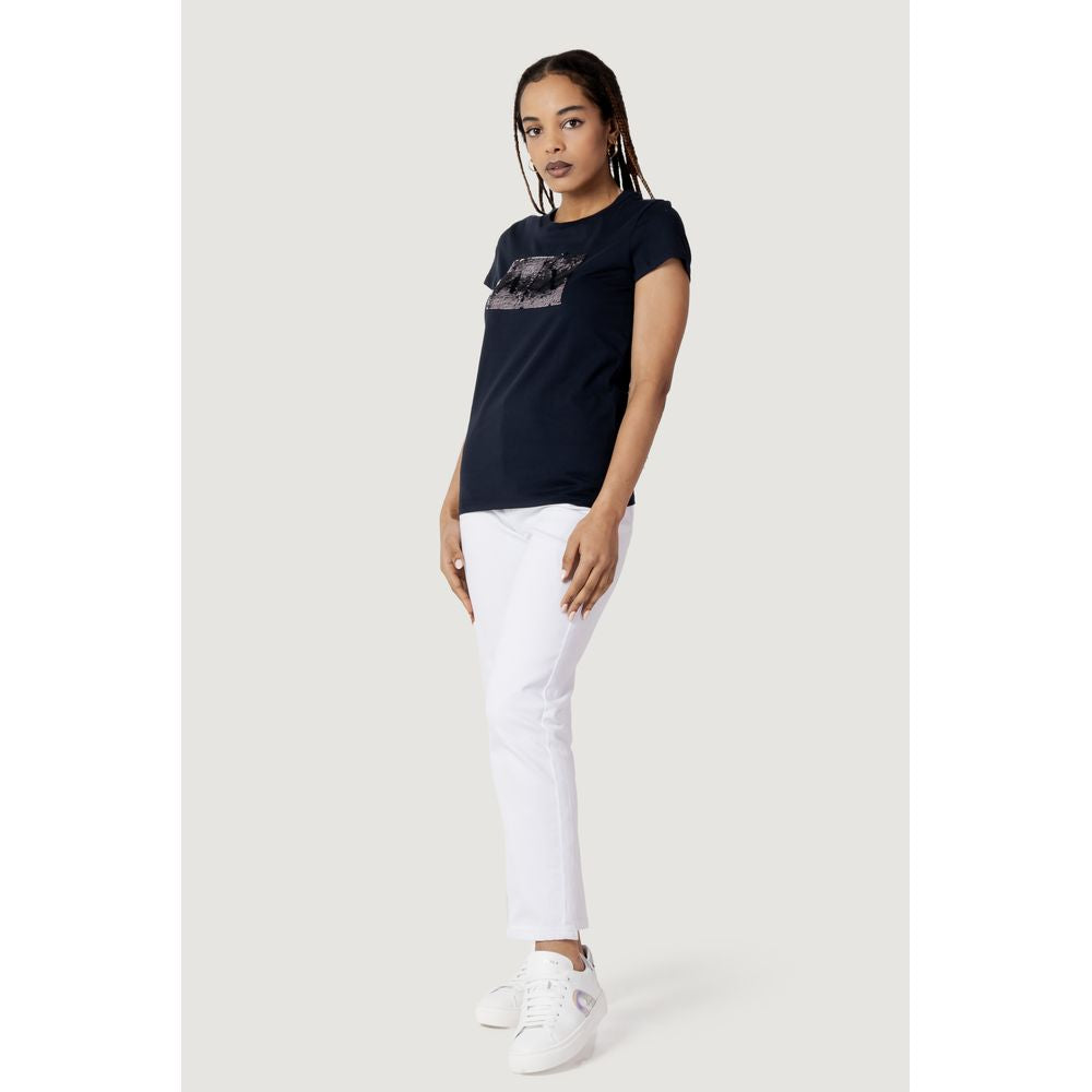 Armani Exchange Modra bombažna majica