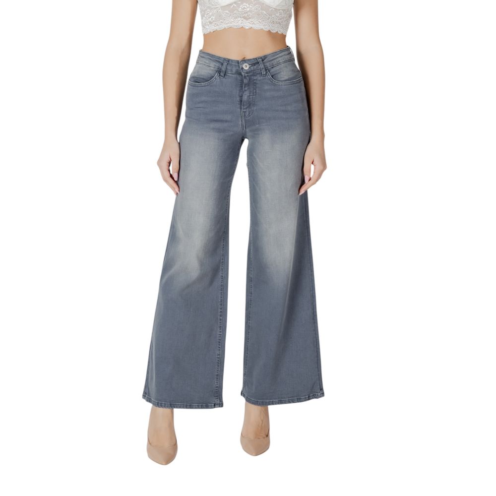 ICHI Gray Cotton Bootcut Jean