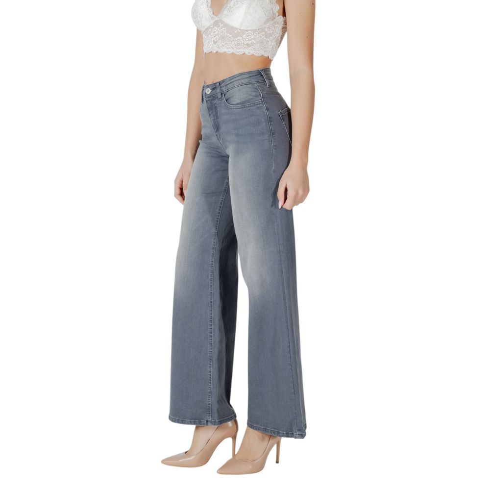 ICHI Gray Cotton Bootcut Jean