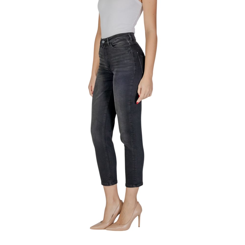 ICHI Black Cotton Mom Jean