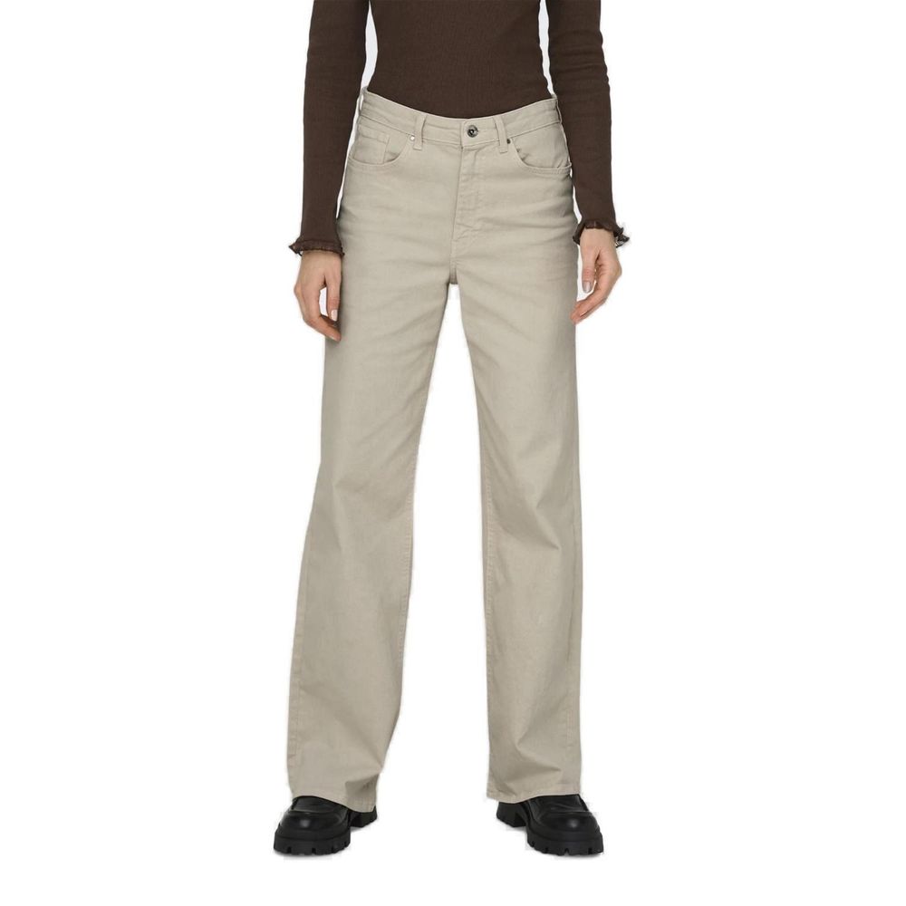 Only Beige Cotton Relaxed Fit Jean