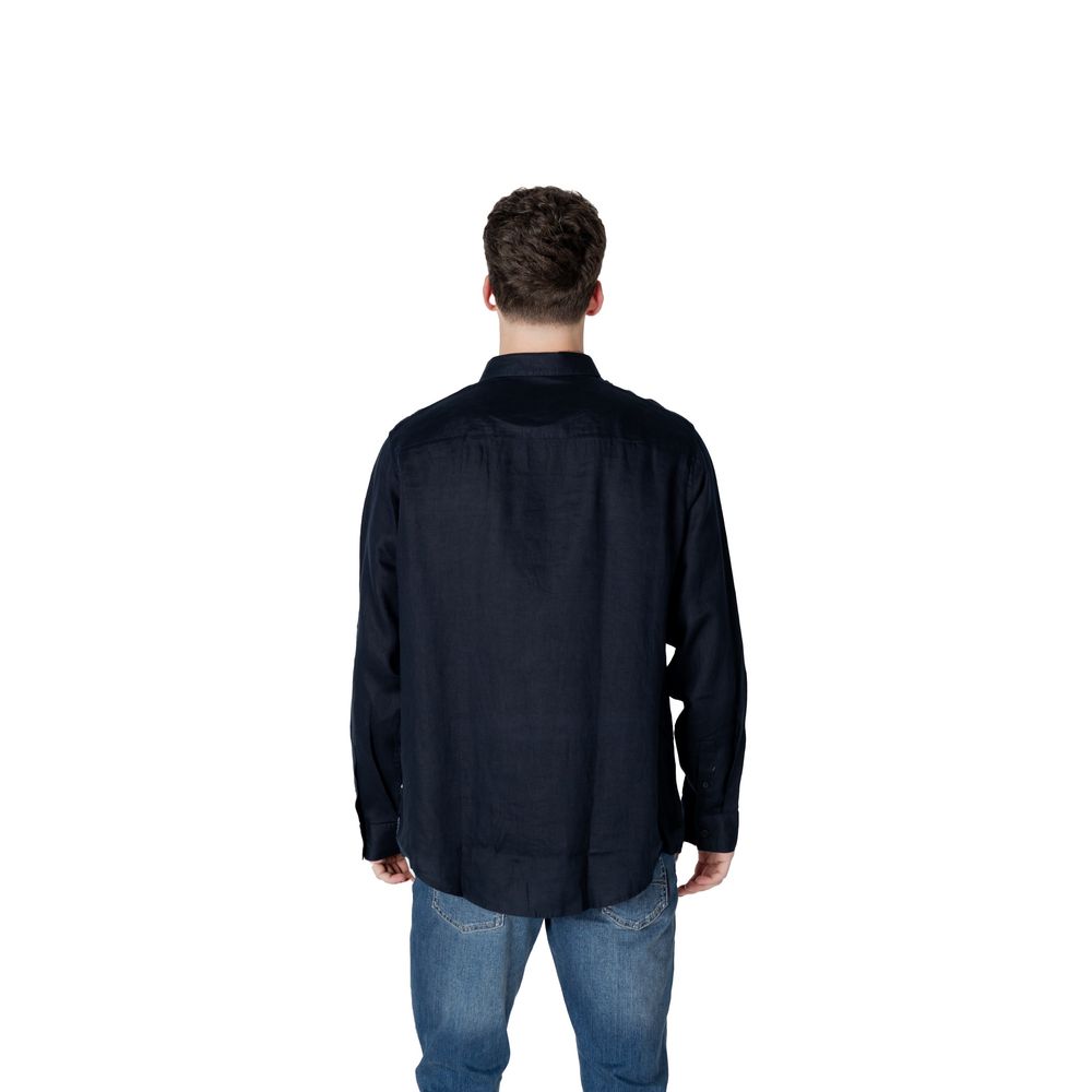 Armani Exchange Modra lanena srajca
