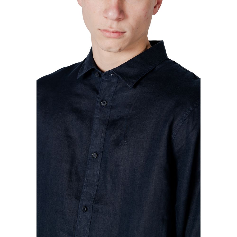 Armani Exchange Modra lanena srajca