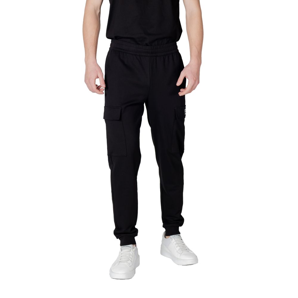 EA7 Emporio Armani Black Cotton Joggers Workout Pant