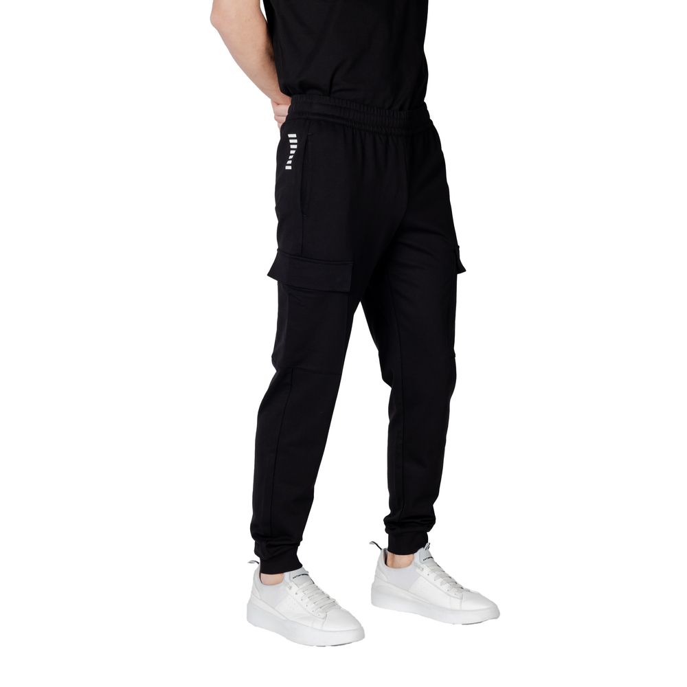 EA7 Emporio Armani Black Cotton Joggers Workout Pant