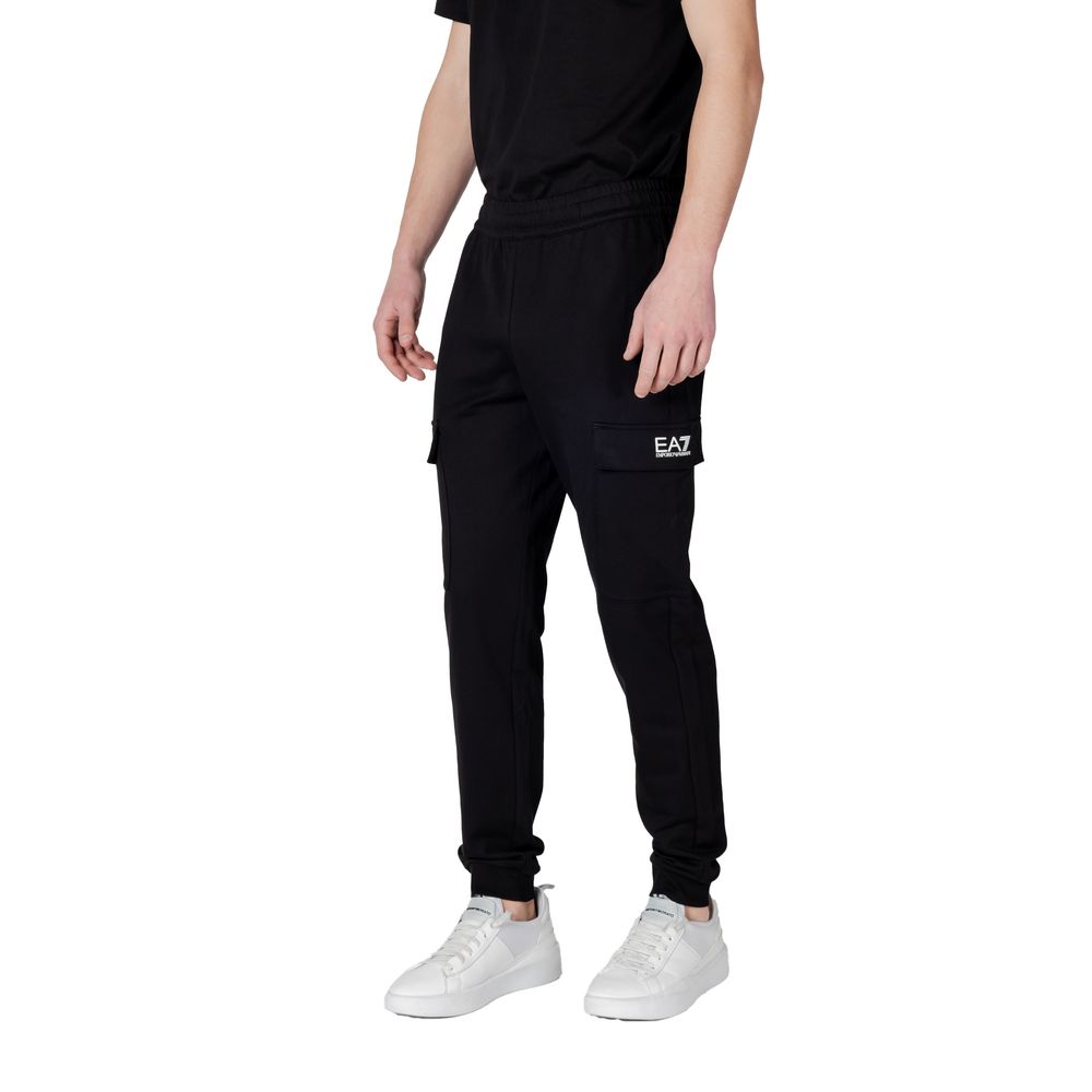 EA7 Emporio Armani Black Cotton Joggers Workout Pant