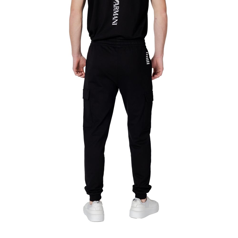 EA7 Emporio Armani Black Cotton Joggers Workout Pant