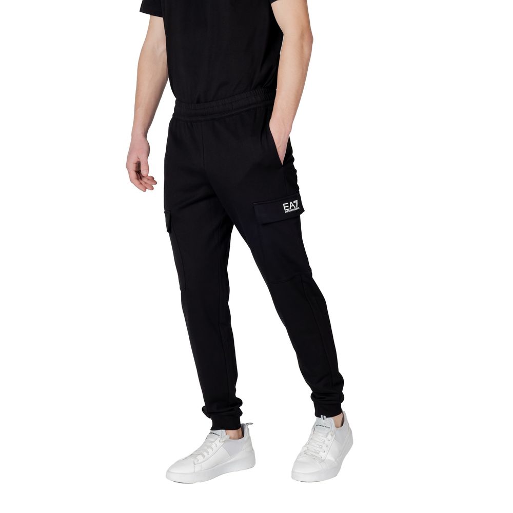 EA7 Emporio Armani Black Cotton Joggers Workout Pant