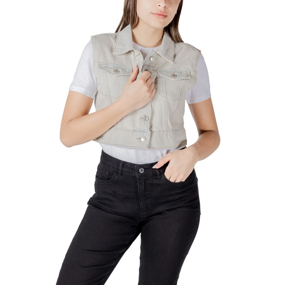 Svetlo modra bombažna jakna brez rokavov