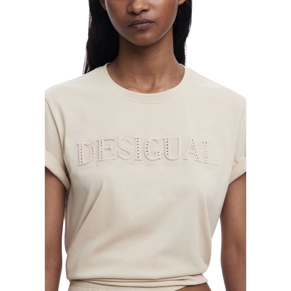 Desigual Beige Cotton T-Shirt
