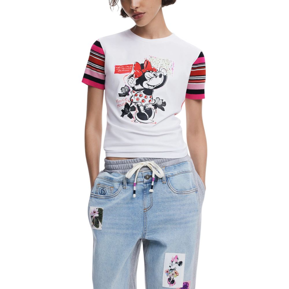 Desigual White Cotton T-Shirt