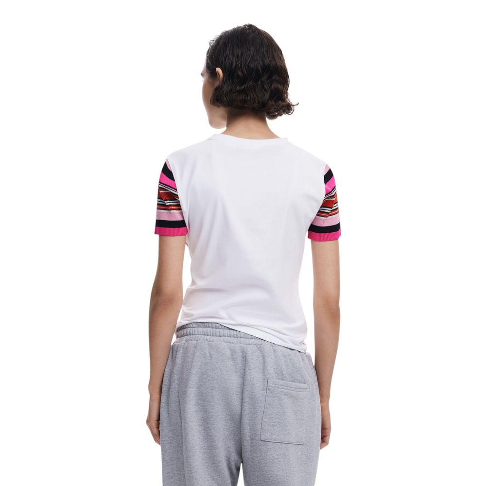 Desigual White Cotton T-Shirt