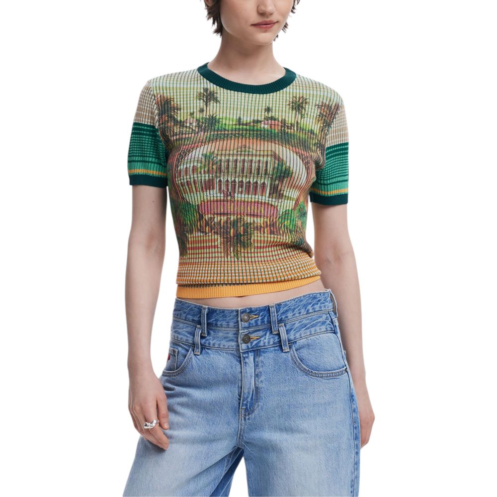 Desigual Green Viscose T-Shirt