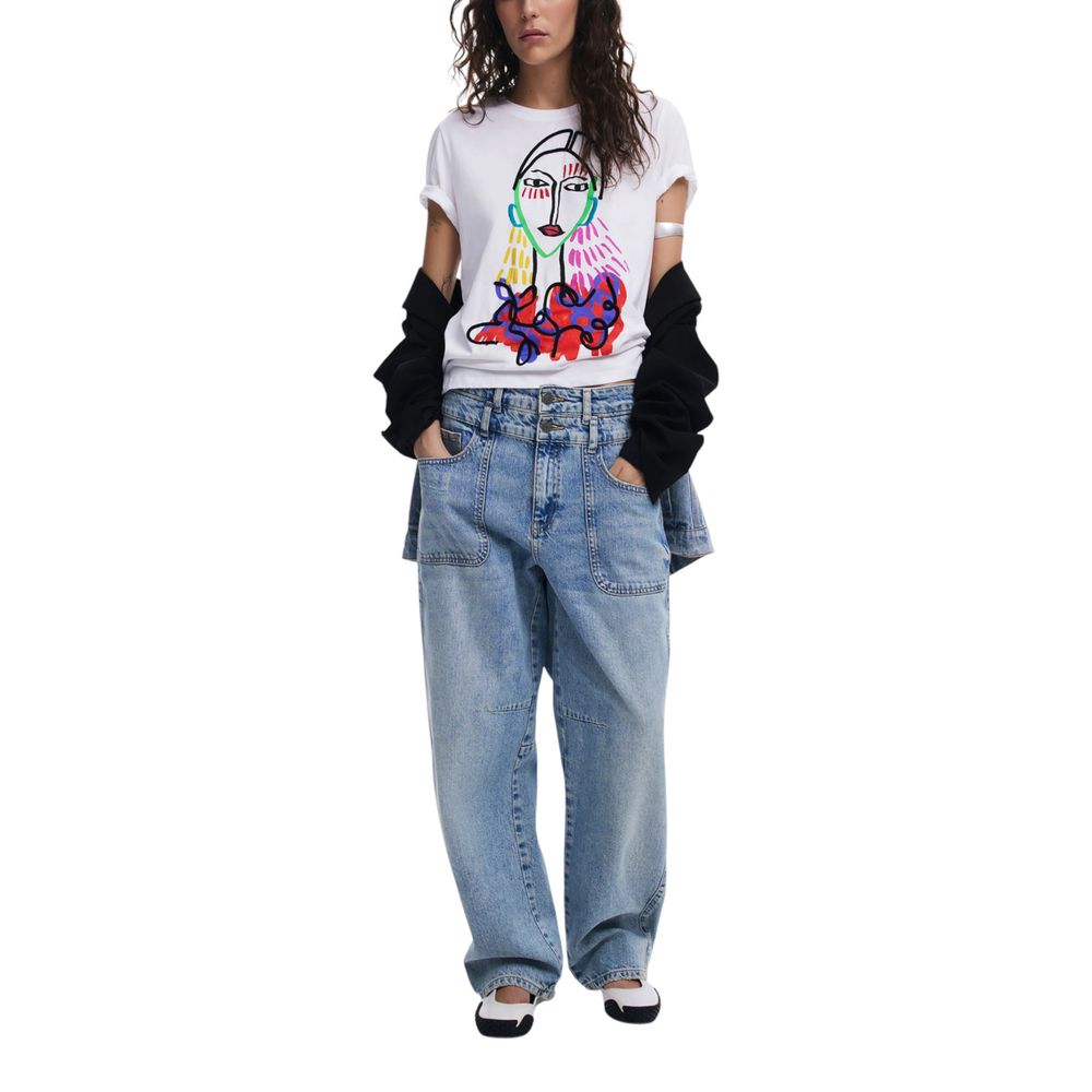 Desigual White Cotton T-Shirt