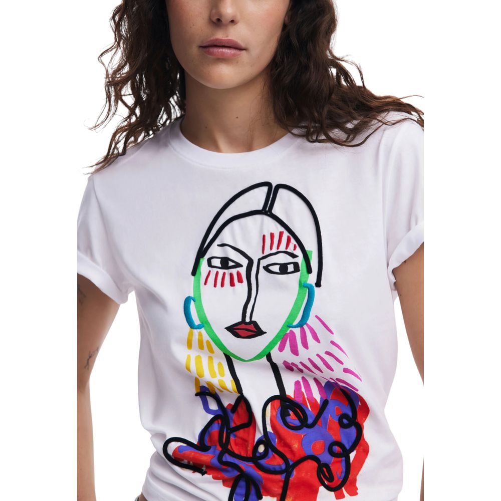 Desigual White Cotton T-Shirt