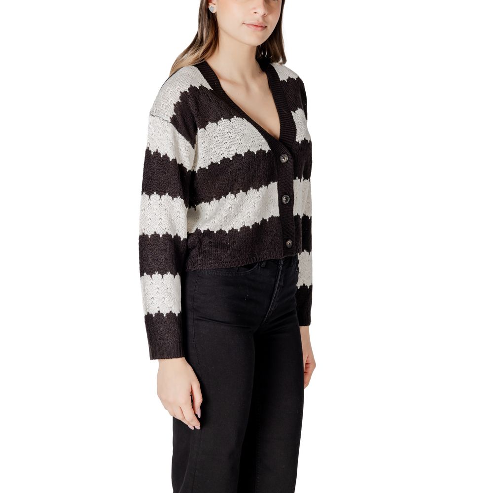 Jacqueline De Yong Black And White Marabou Cardigan