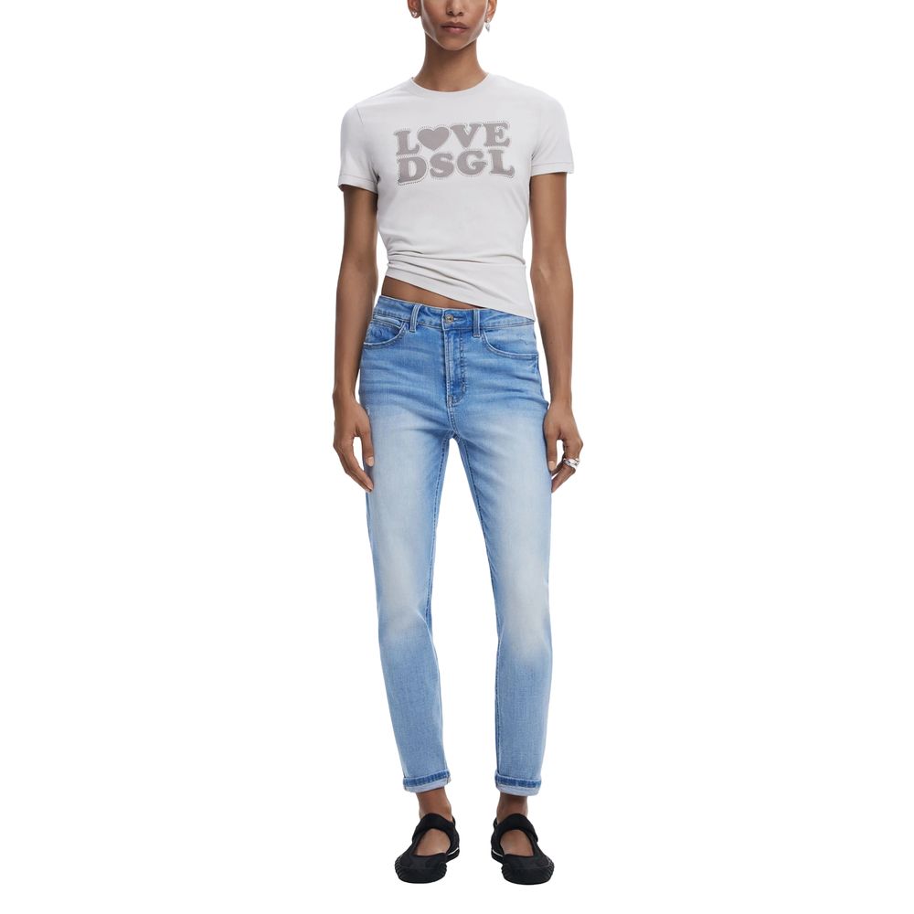 Desigual Light Blue Cotton Skinny Jean