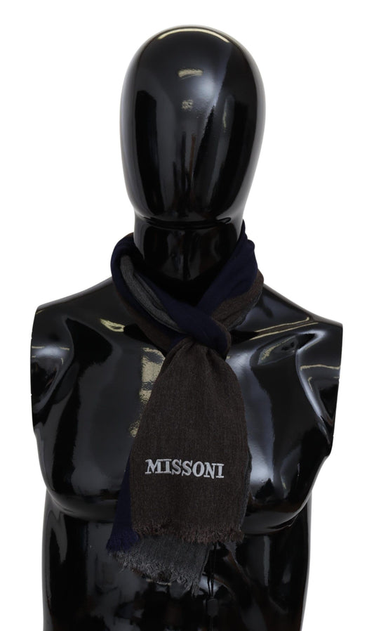 Missoni Elegantni večbarvni volneni šal z vezenino s podpisom