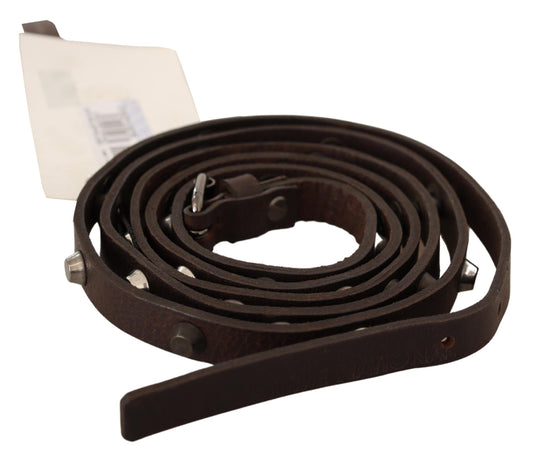 Costume National Chic Brown Leather Fashion Belt s srebrno zaponko