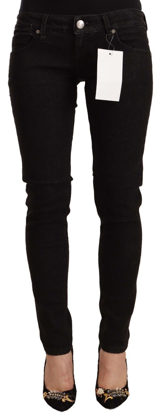 Acht Sleek Skinny črne kavbojke z nizkim pasom