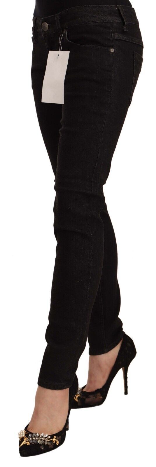Acht Sleek Skinny črne kavbojke z nizkim pasom