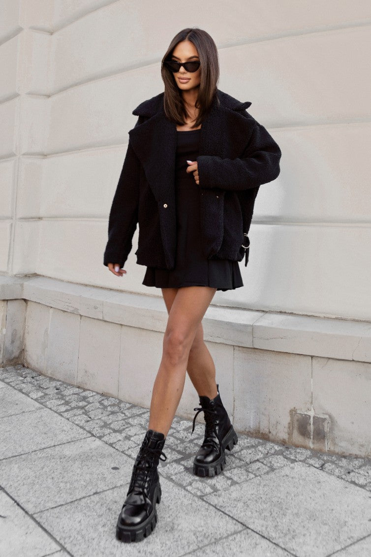FLUFFY jakna - črna