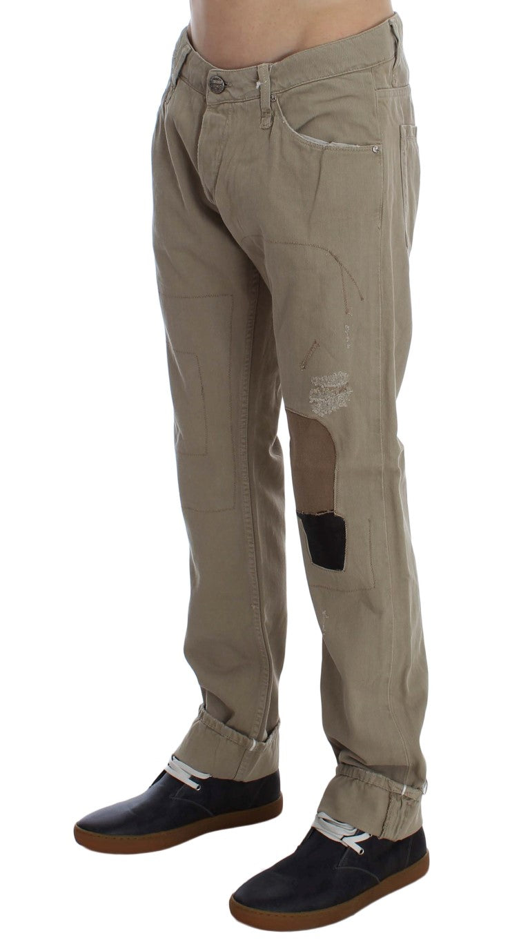 Acht Beige Straight Fit bombažne kavbojke za moške