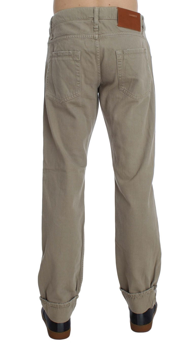 Acht Beige Straight Fit bombažne kavbojke za moške