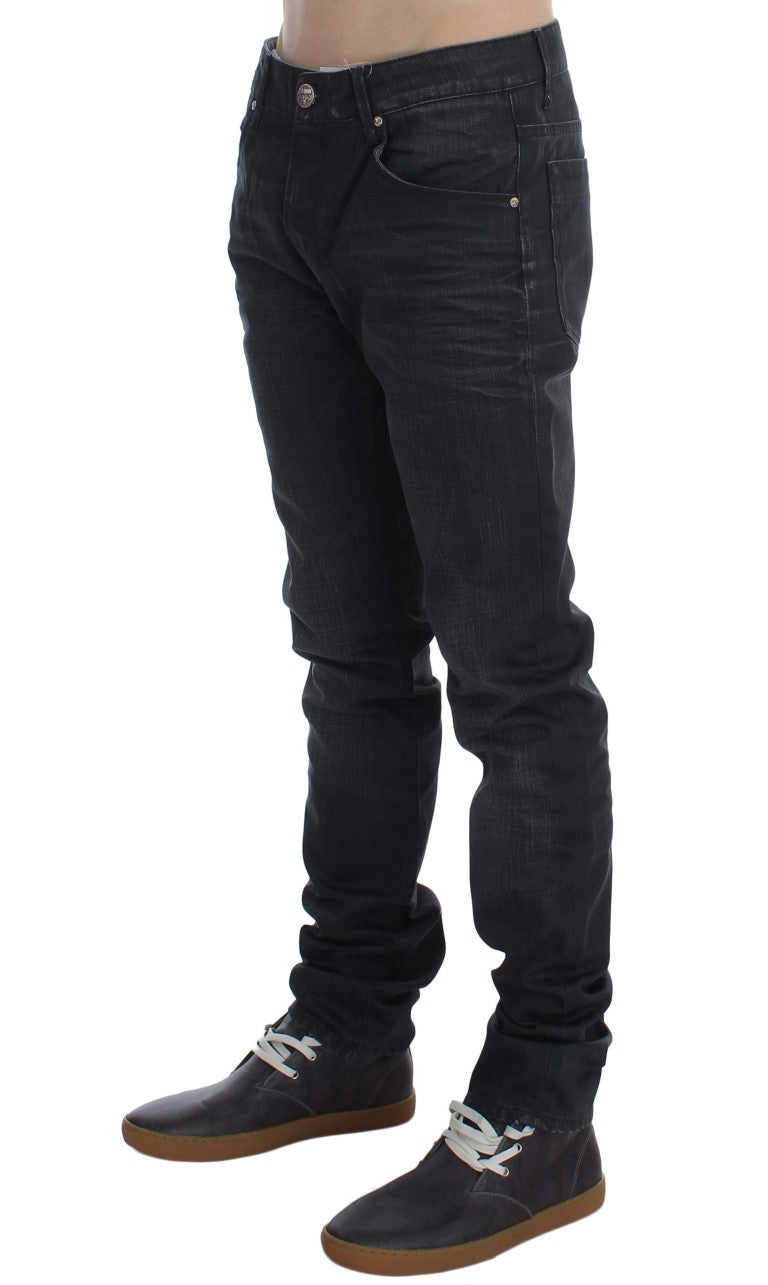 Acht Sleek Gray Slim Fit Italijanske moške kavbojke