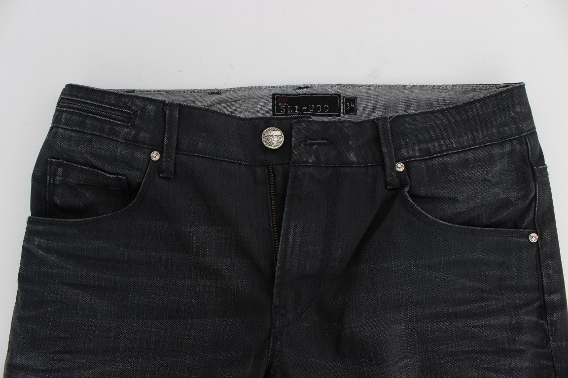 Acht Sleek Gray Slim Fit Italijanske moške kavbojke