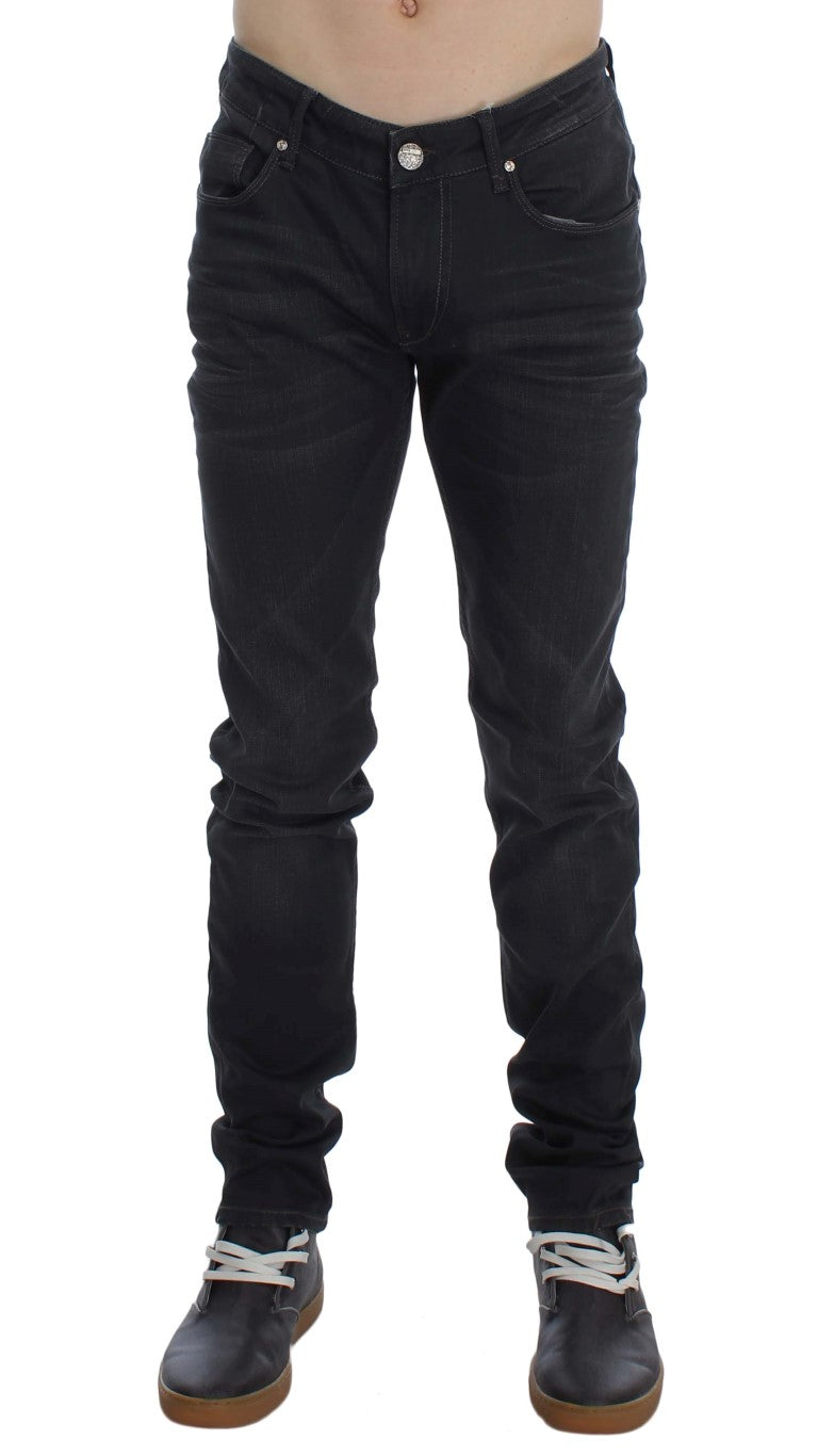 Acht Sleek Gray Slim Fit Moški vrhunski džins
