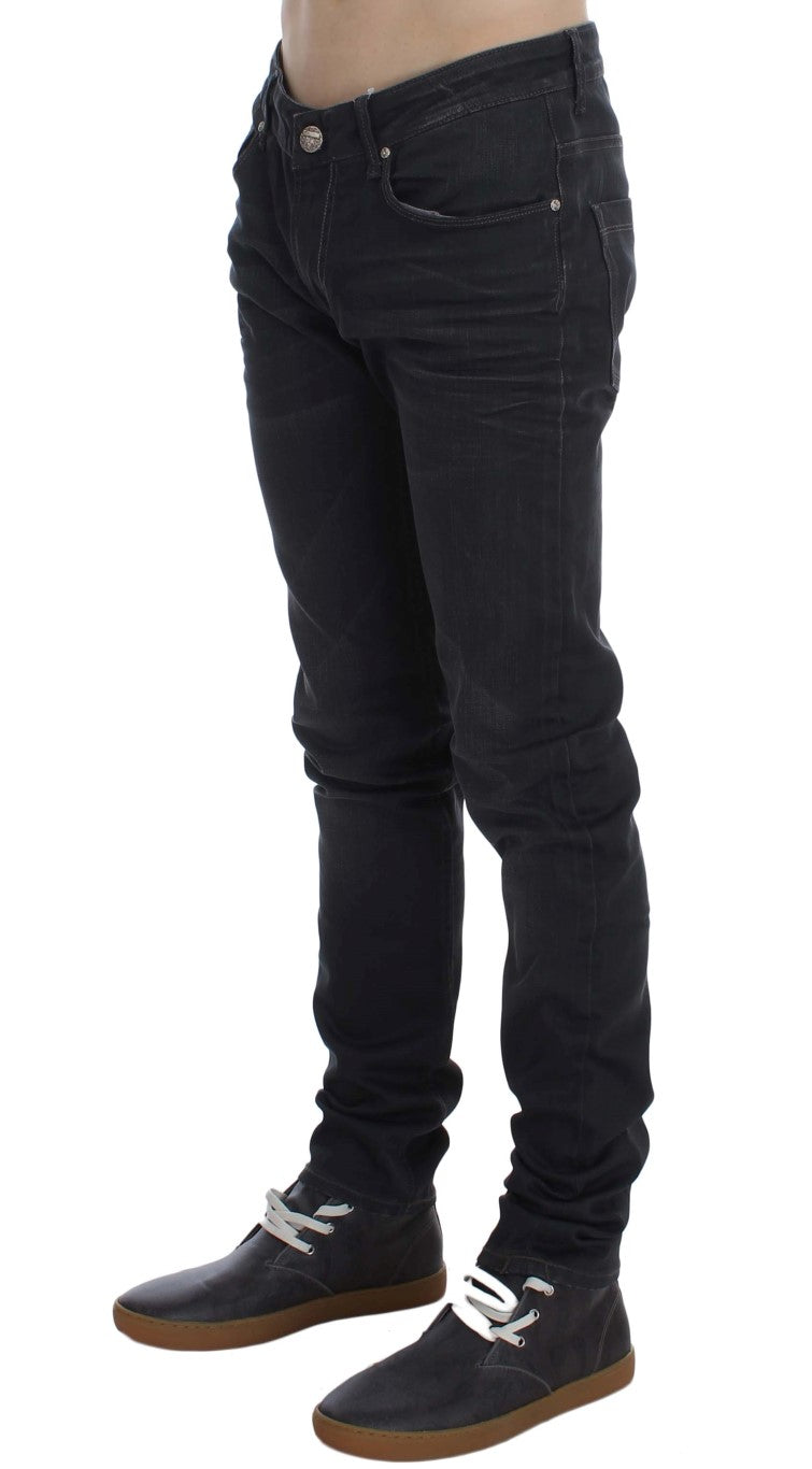 Acht Sleek Gray Slim Fit Moški vrhunski džins