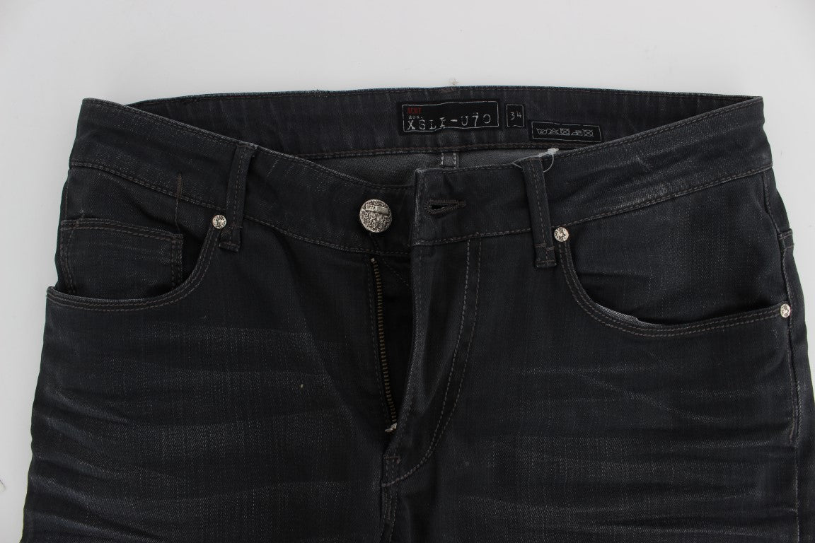 Acht Sleek Gray Slim Fit Moški vrhunski džins