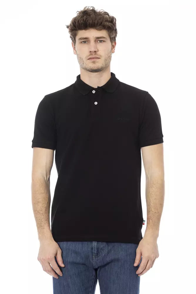 Baldinini Trend Črna bombažna moška polo majica
