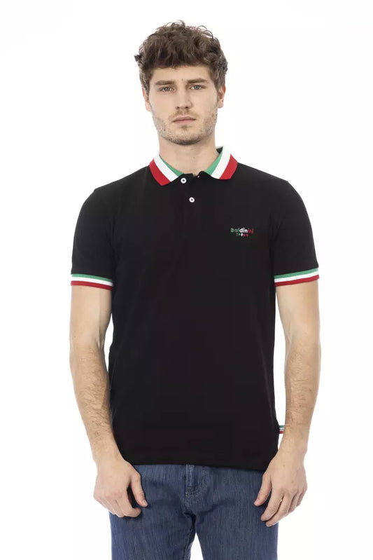 Baldinini Trend Črna bombažna moška polo majica