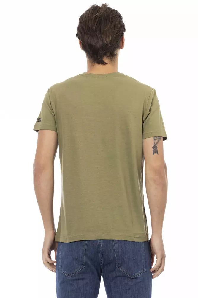 Trussardi Action Green Cotton Men V-Neck T-Shirt