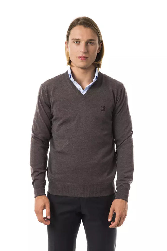 Uominitaliani Moški pulover iz sive merino volne